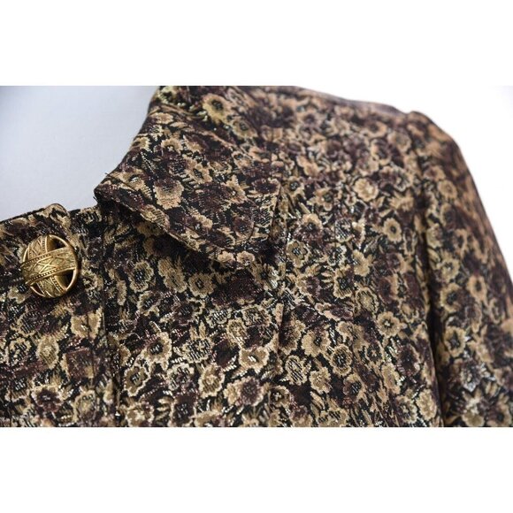 Vertigo Paris Metallic Gold Floral Bell Sleeve Formal Jacket Sz S Made in France - Picture 4 of 8